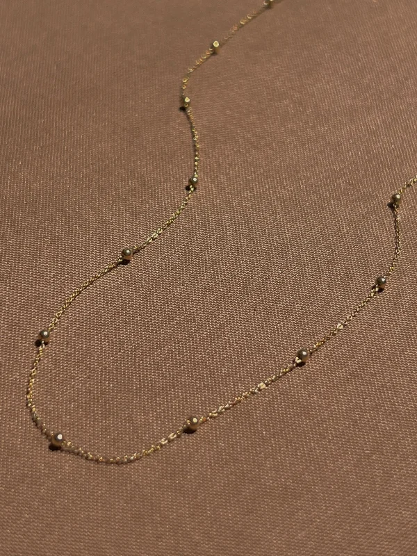 Adjustable Crystal Necklace-14k Yellow Gold Satellite Necklace