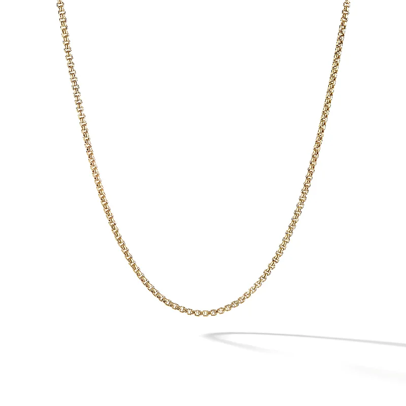 Gold Rope Necklace-Box Chain Slider Necklace in 18K Yellow Gold\, 1.7mm