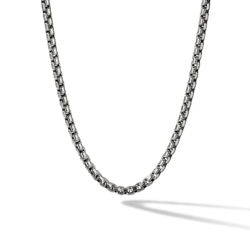 Luxury Diamond Necklace-Box Chain Necklace in Sterling Silver\, 3.6mm