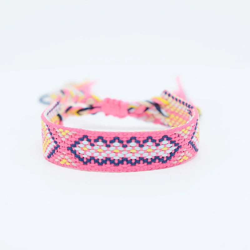 Classic Beaded Charm Bracelet-Ethnic Style Letter Stripe Rhombus Polyester Embroidery Braid Unisex Bracelets