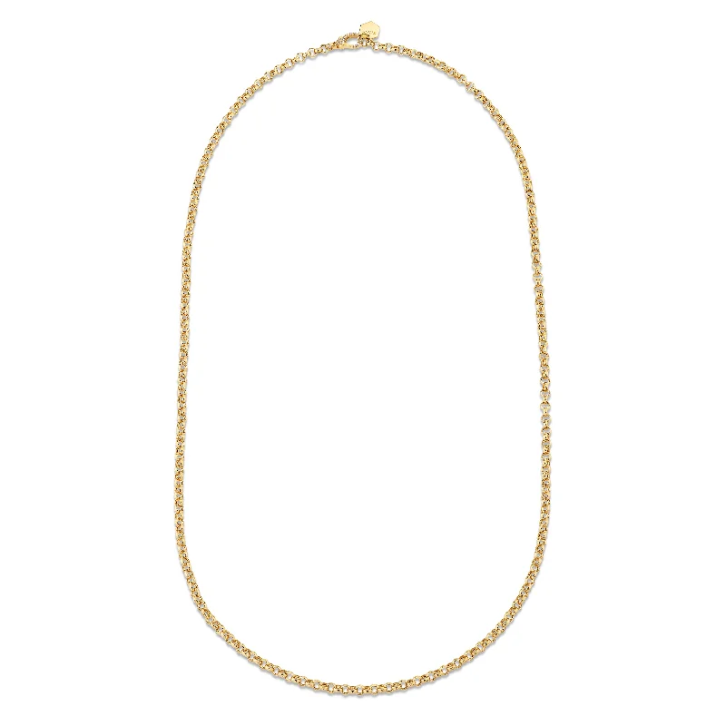 Luxury Gemstone Necklace-SOLID GOLD ROLO LINK CHAIN