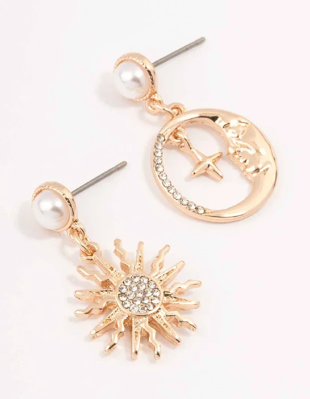 Silver Earrings for Weddings-Gold Cluster Pearl Drop Earrings