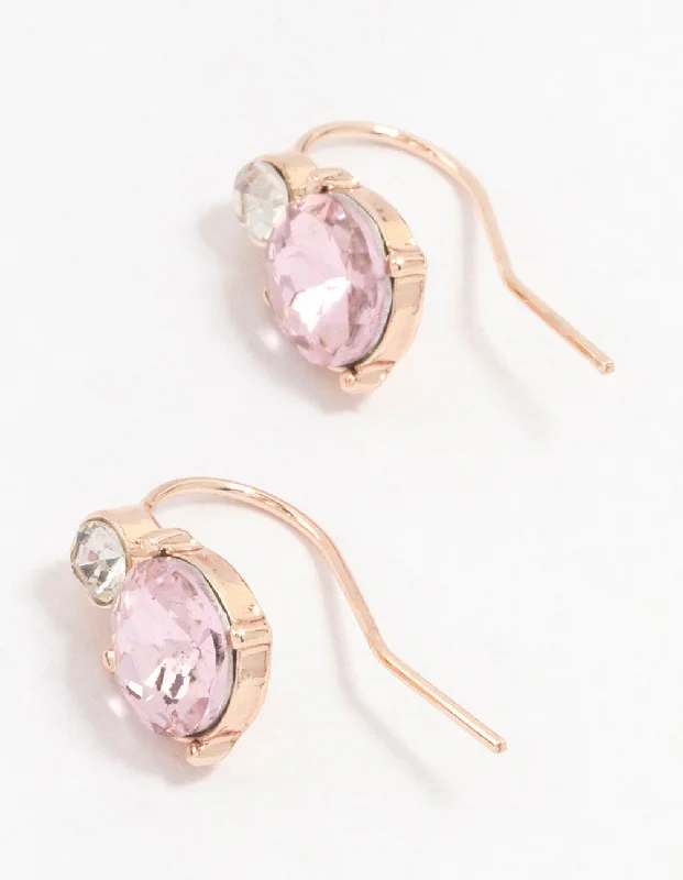 Birthstone Stud Earrings-Rose Gold Multiple Czech Crystal Drop Earrings