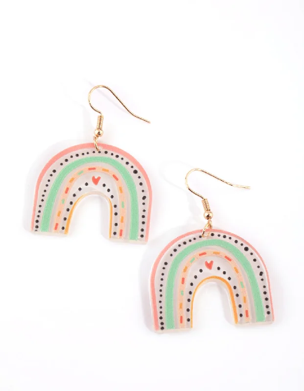 Blue Drop Earrings-Pastel Rainbow Drop Earrings