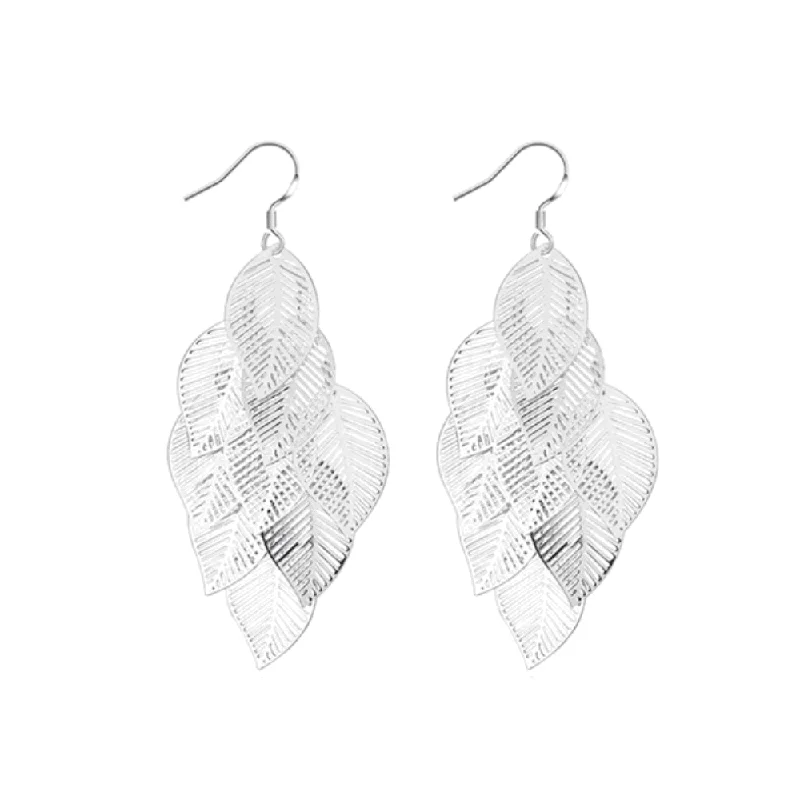 Heart Shaped Drop Earrings-Leaf Dangle Earrings