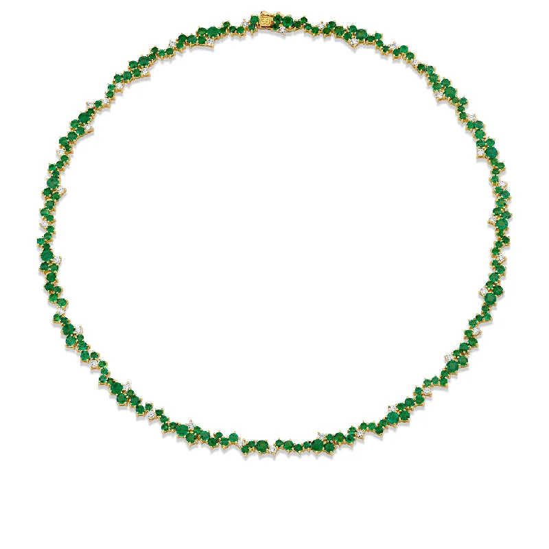 Customizable Gold Necklace-Gold, Diamond & Emerald Wicked Emeralds Cocktail Eternity Necklace