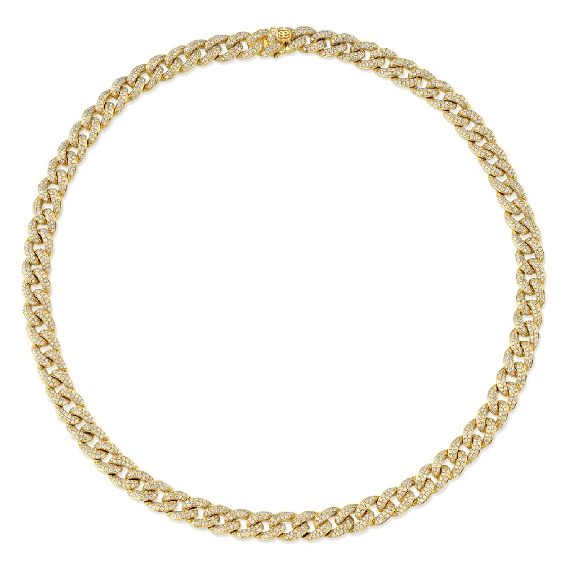 Simple Gold Chain Necklace-Gold & Small Diamond Link Necklace