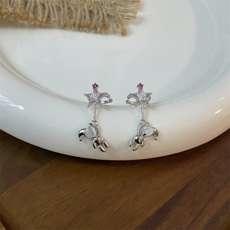 Bear Pendant Ear Clip Pairs