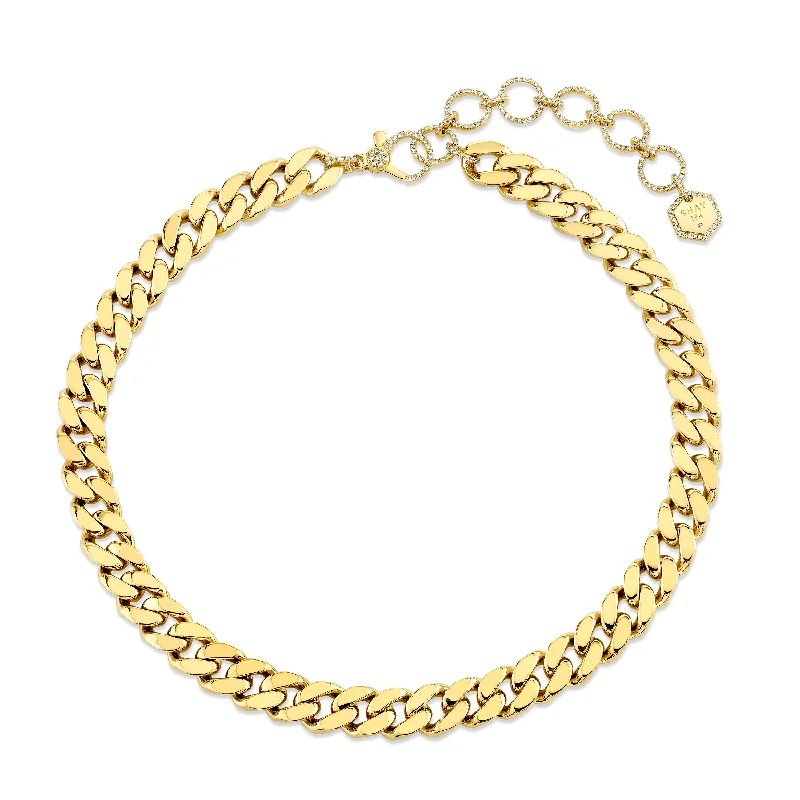 Classic Pearl Necklace-SOLID GOLD FLAT ESSENTIAL LINK NECKLACE