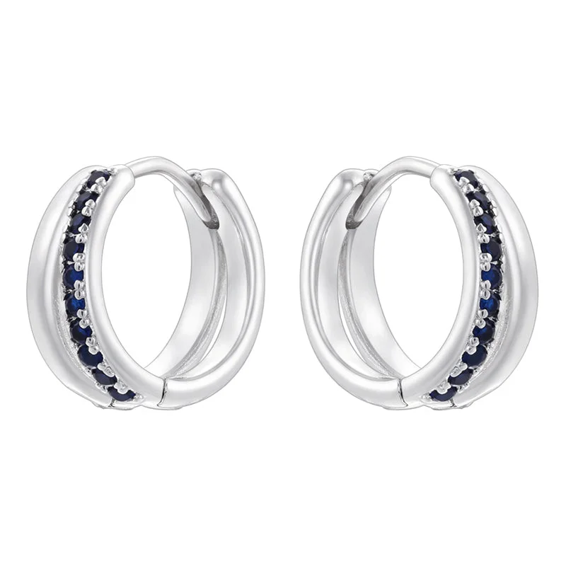 White Gold Color Blue Diamond 1 Pair