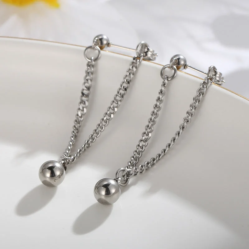 1 Pair Simple Style Geometric Solid Color Plating Stainless Steel Drop Earrings