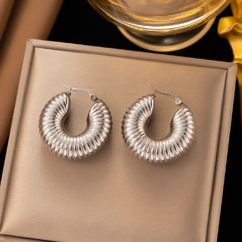 Threaded Earrings Steel Color