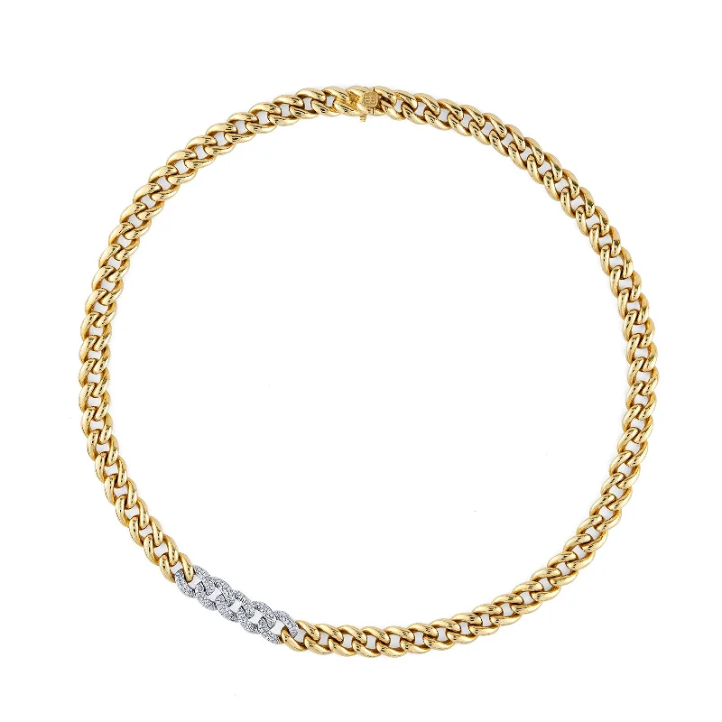 Beaded Necklace for Summer-Gold & Diamond Small Link Necklace