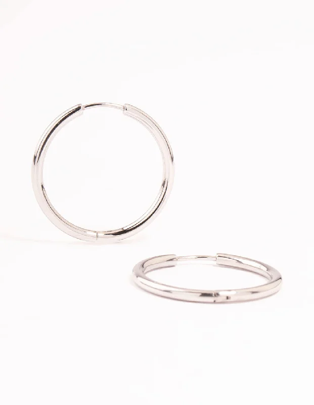 Gold and Diamond Earrings-Surgical Steel Polished Hoop Earrings