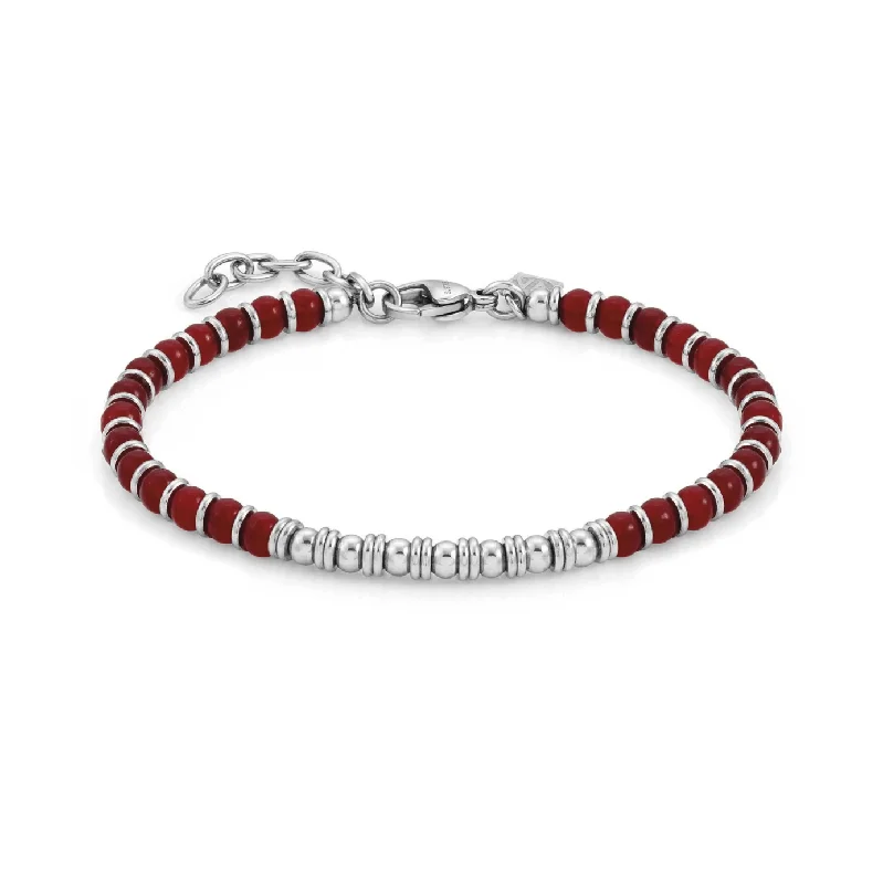 Men’s Leather Bracelet-Nomination Instinct Red Agate Bracelet