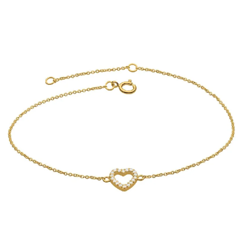 Men's Stainless Steel Bracelet-Gold Cubic Zirconia Open Heart Bracelet