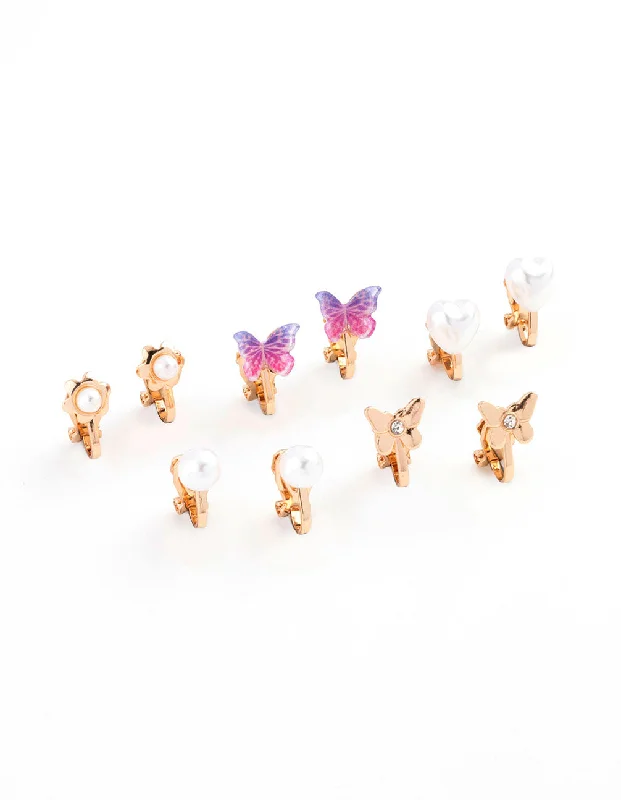 Gold Stud Earrings-Gold Ombre Star Clip On Earring 8-Pack