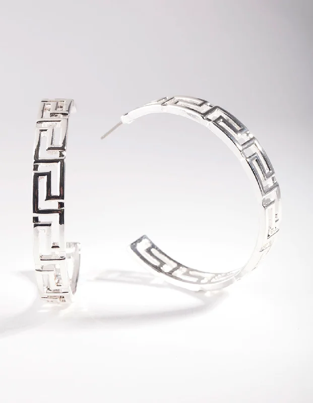 Lightweight Earrings for Summer-Silver Geometric Hoop Earrings