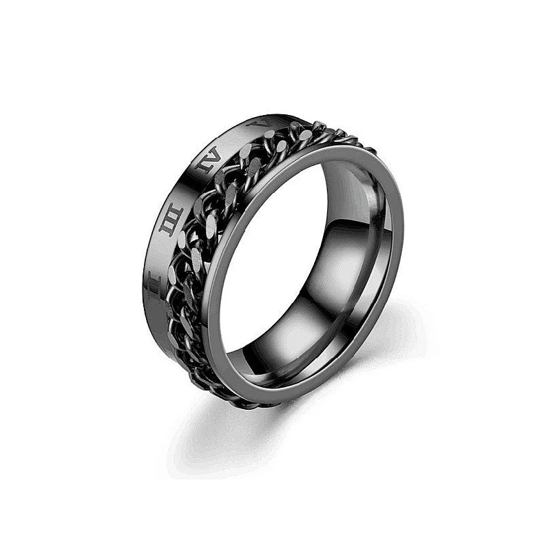 Roman Chain Ring Black