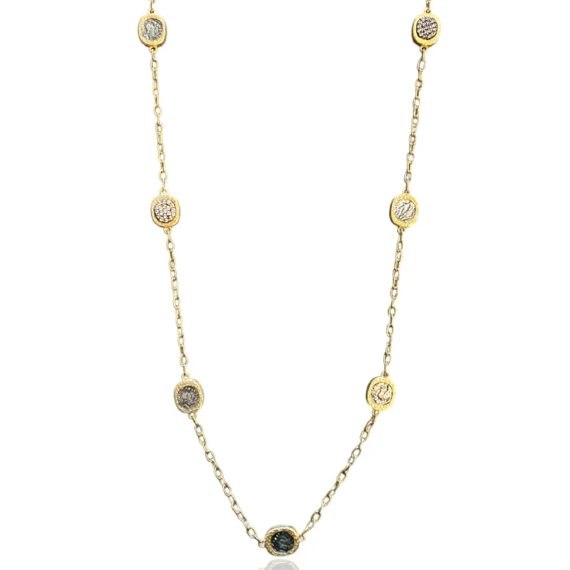 Geometric Pendant Necklace-GOLD PAVIA STATION NECKLACE