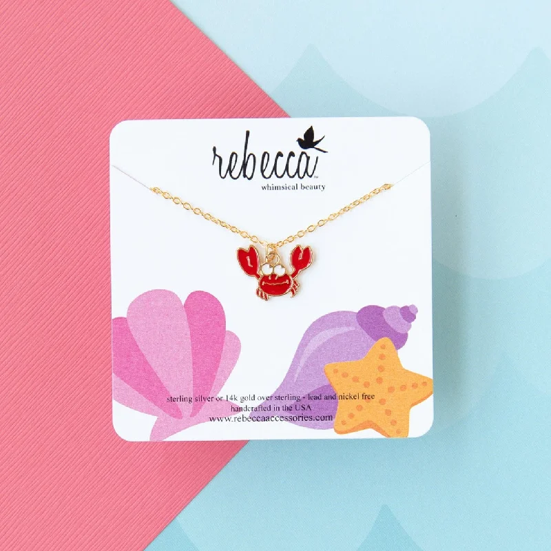 Heart Shaped Pendant Necklace-Crab Enamel Charm Necklace Children’s Jewelry