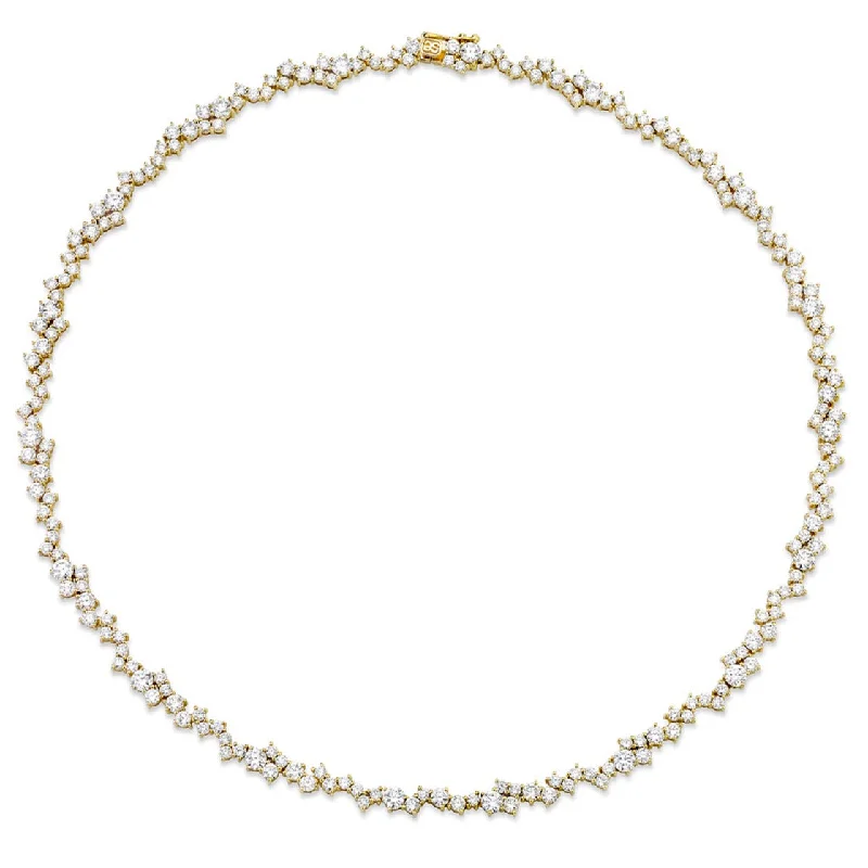 Fashionable Choker Necklace-Gold & Diamond Cocktail Eternity Necklace