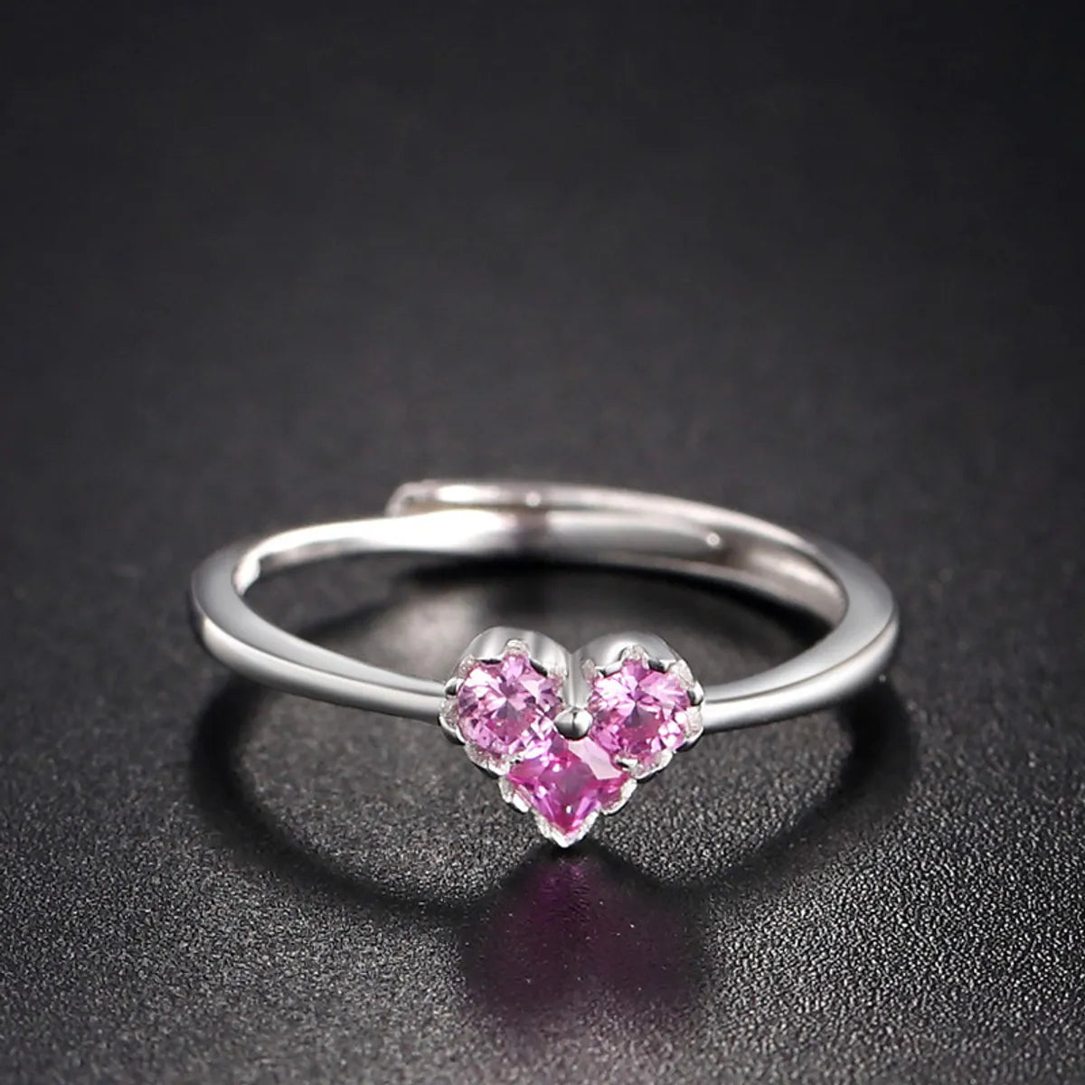 Elegant Opal Wedding Ring-Korean New Fashion Heart-shape S925 Silver Inlaid Zircon Ring