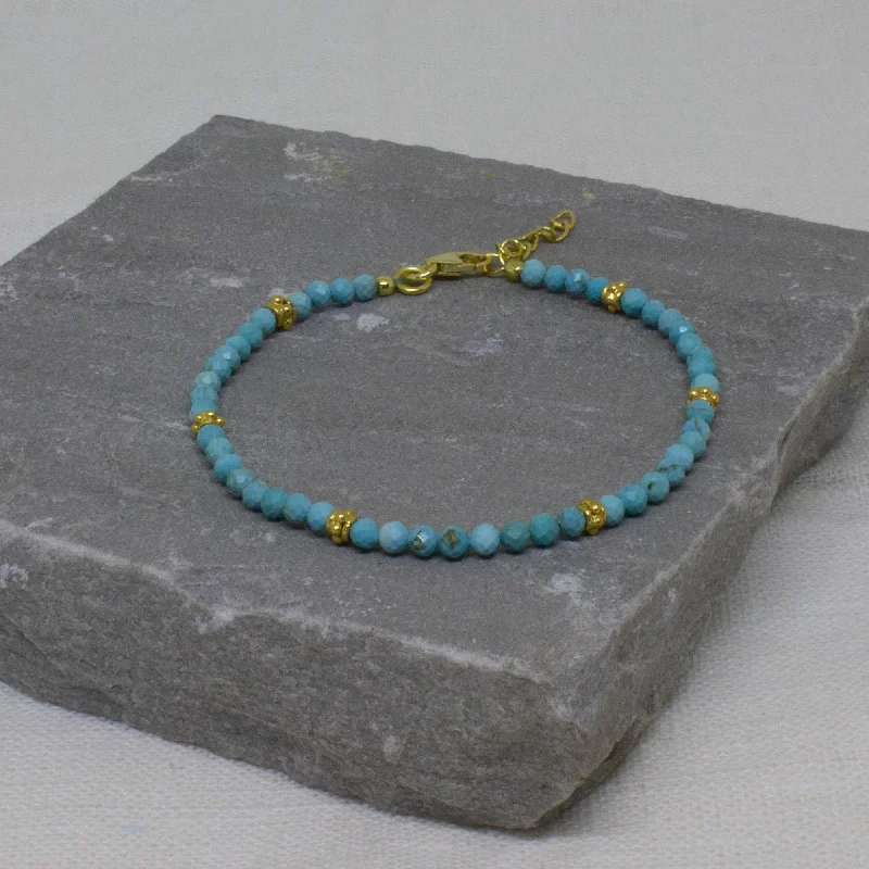 Classic Gold Rope Bracelet-Gold Turquoise Beaded Bracelet