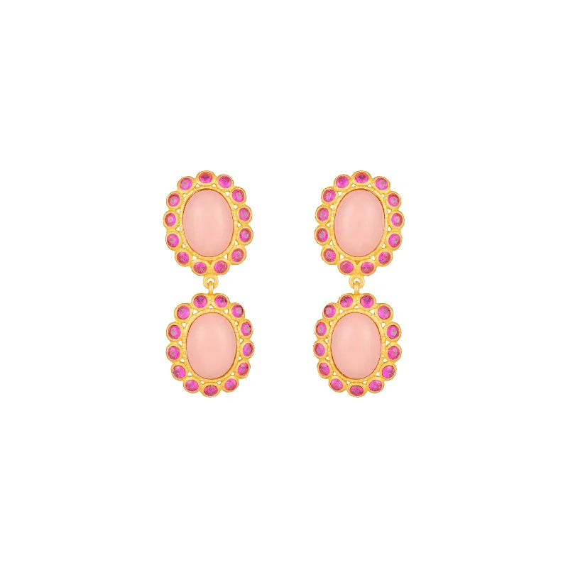 Beautiful Pearl Earrings-Ada Earrings Pink Coral & Pink Crystal