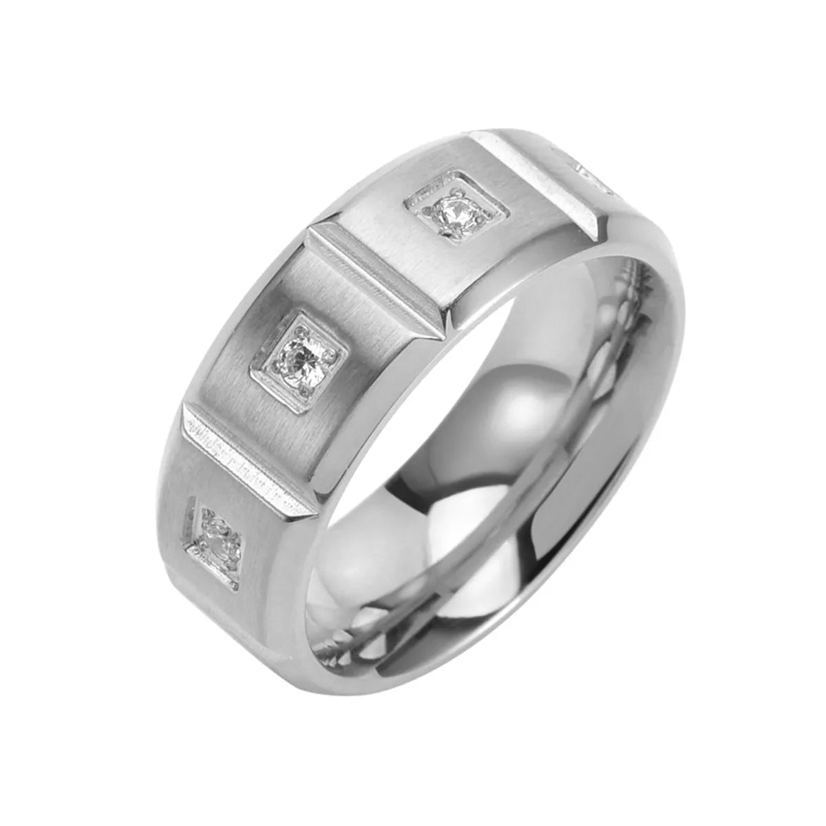 Handcrafted Silver Ring-1 Piece Fashion Geometric Titanium Steel Plating Rings