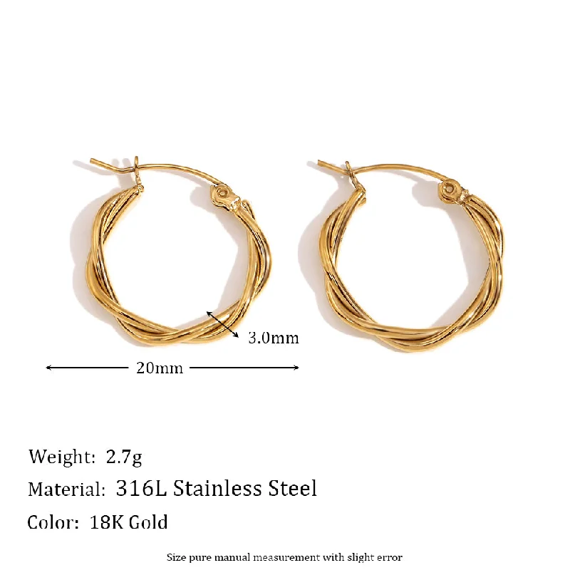 Fine Linen Wreath Earrings-Golden-20mm