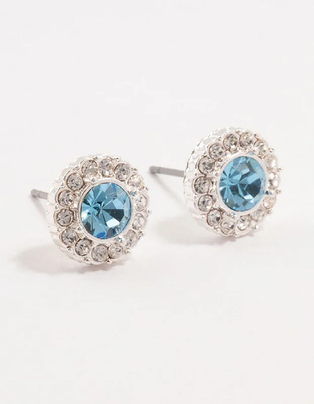 Large Hoop Drop Earrings-Blue Bohemia Czech Crystal Stud Earrings