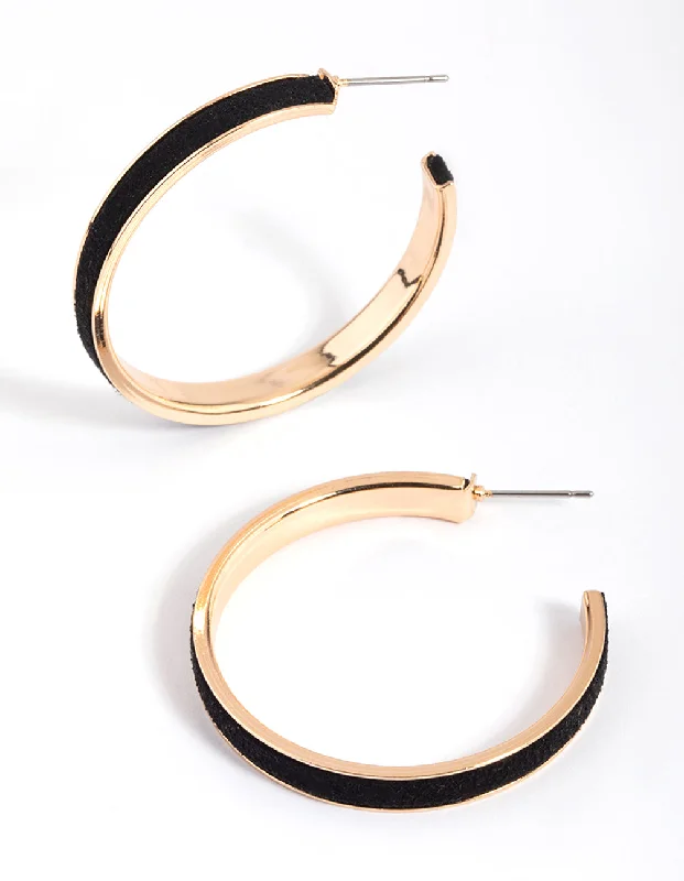 Unique Gemstone Earrings-Black Glitter Hoop Earrings