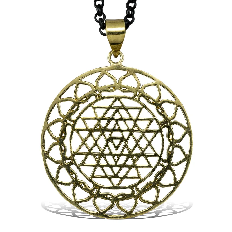 Custom Beaded Necklace-<span>PBR-013<span>: </span></span>Sri Yantra Life - Brass Pendant