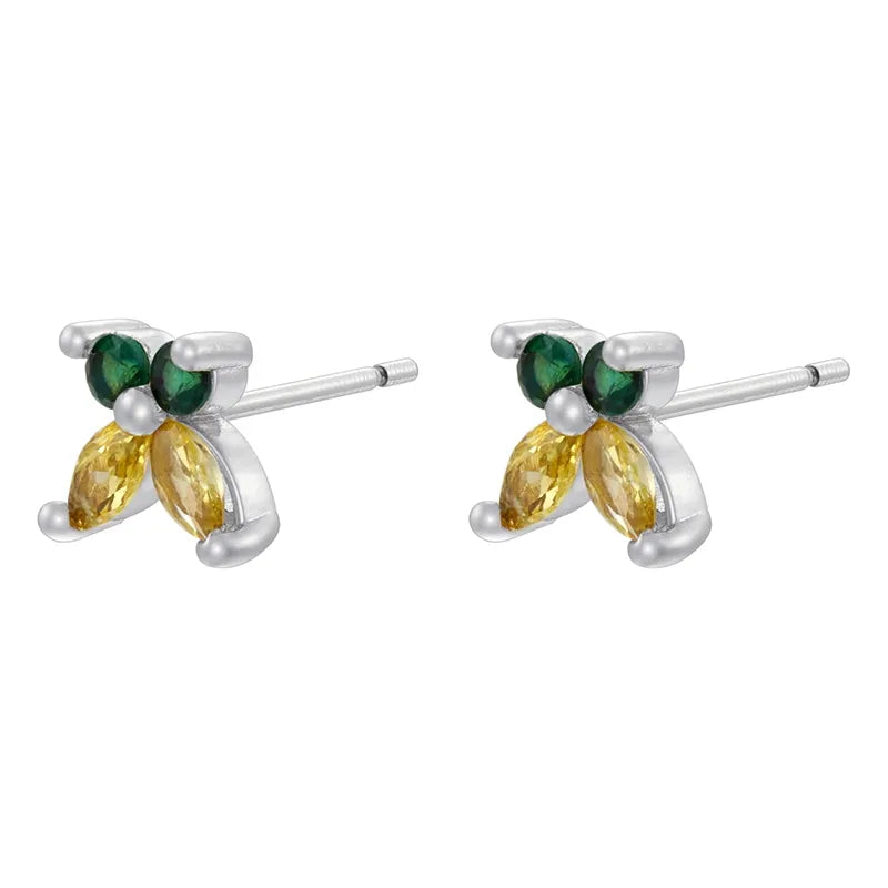 White Golden Olive Green with Green Diamond Butterfly 1 Pair