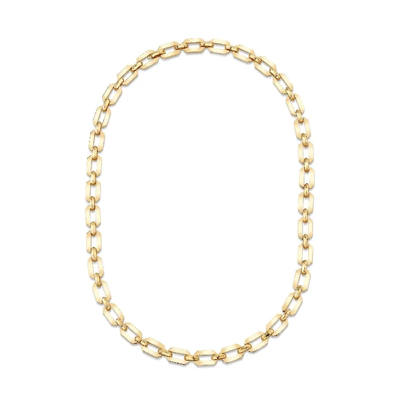 Simple Choker Necklace-SOLID GOLD FLAT GEO LINK NECKLACE