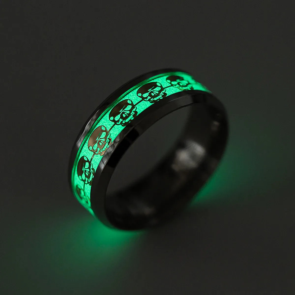 Luxury Gold Ring-Punk Luminous Skull Stainless Steel Ring Wholesale