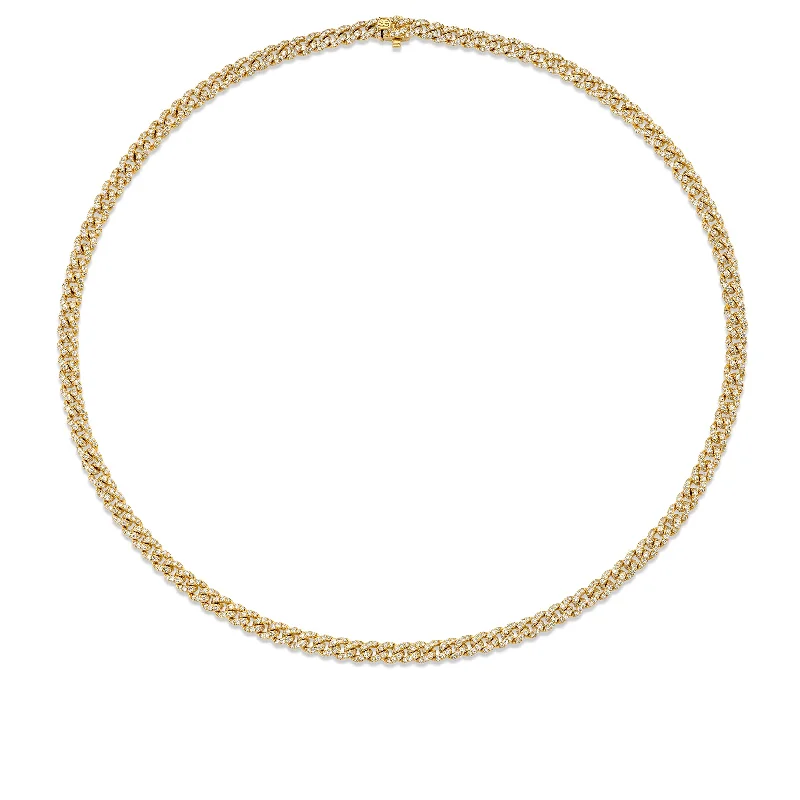 Simple Bar Necklace-Gold & Diamond Thin Link Necklace