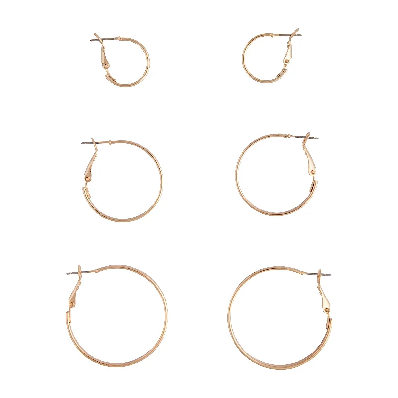 Long Diamond Earrings-Gold Flat Sleeper Hoop Pack