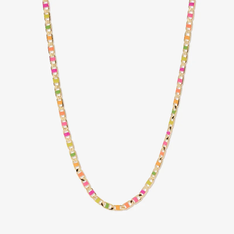 Statement Necklace for Parties-Nauman neon flat chain necklace