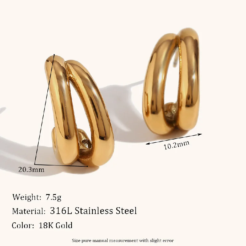 Double-Layer Banana Ear Studs-Gold