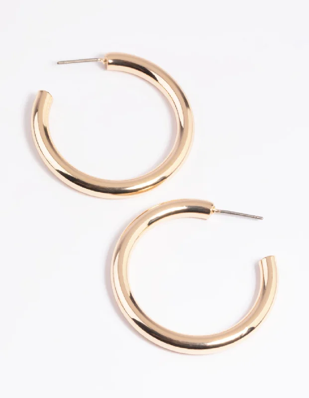 Multi-Layer Earrings-Gold Thick Hoop Earrings