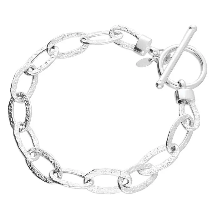 Stackable Bracelet Set-Sterling Silver T-Bar Textured Bracelet