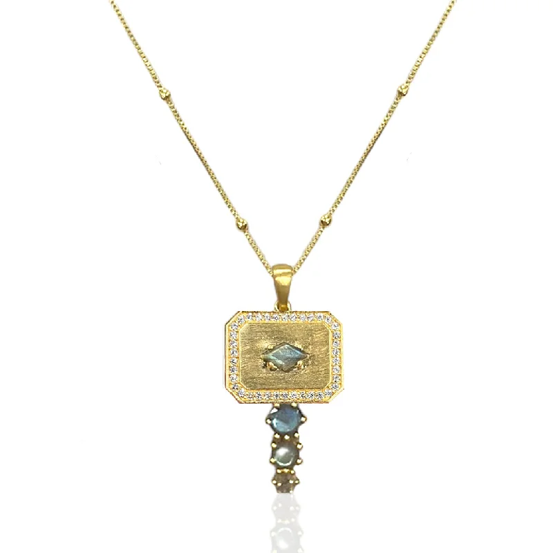 Wedding Necklace for Bride-GOLD LABRADORITE DALIA NECKLACE