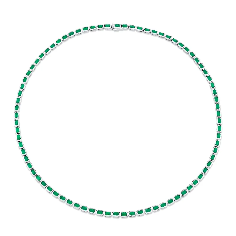 Layered Heart Pendant Necklace-MEN'S EMERALD BEZEL TENNIS NECKLACE