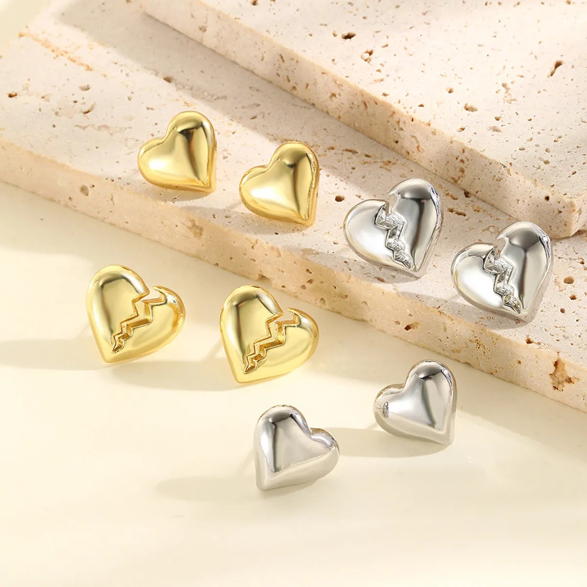 1 Pair Simple Style Classic Style Heart Shape Plating Copper 18K Gold Plated Ear Studs