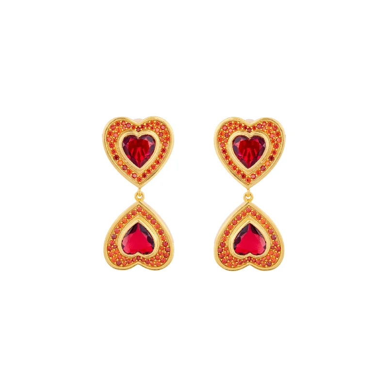 Statement Earrings for Parties-Forever Earrings Ruby Red Quartz & Crystal