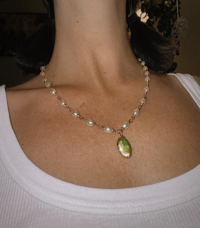 Heart Pendant for Necklace-Trudy Green Pearl Necklace