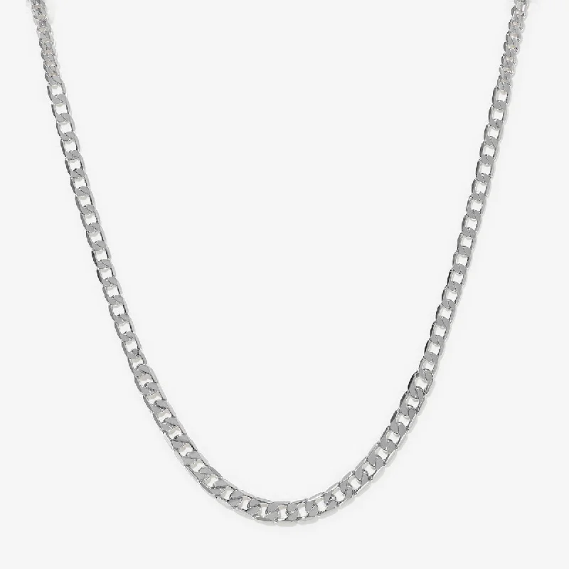 Silver Bar Necklace-Jacque curb chain necklace