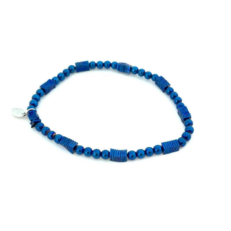 Dainty Birthstone Bracelet-Babette Wasserman Cubic Blue Hematite Bracelet